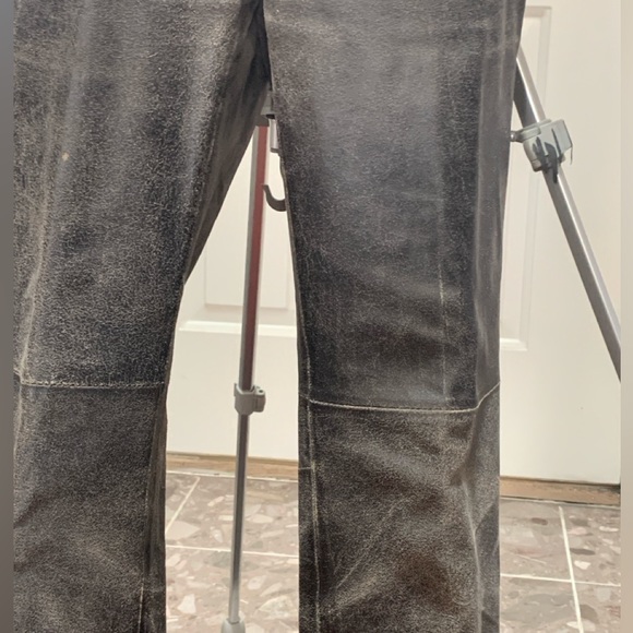 Distressed brown leather IDentity jeans by Lord & Taylor. Size2/4 - Picture 5 of 14